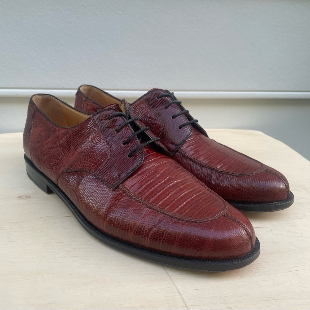 Barcelino genuine lizard oxford lace up dress shoes, hand made in Spain 11.5 M